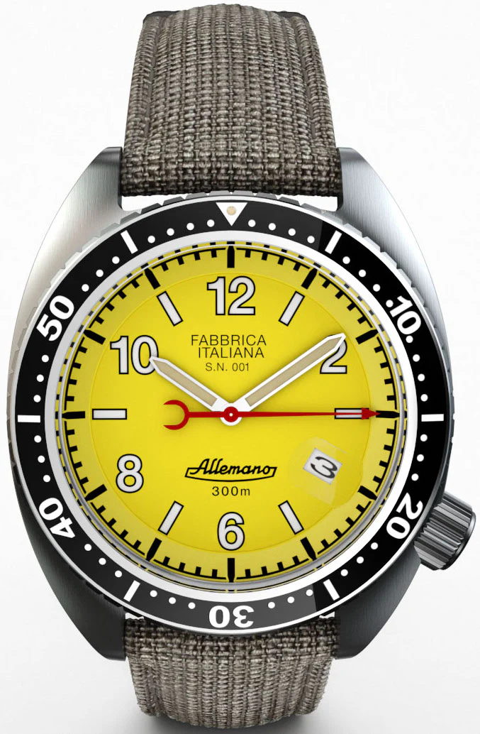 Allemano Watch 1973 Diver Shark Yellow + Depth Gauge - Image 3