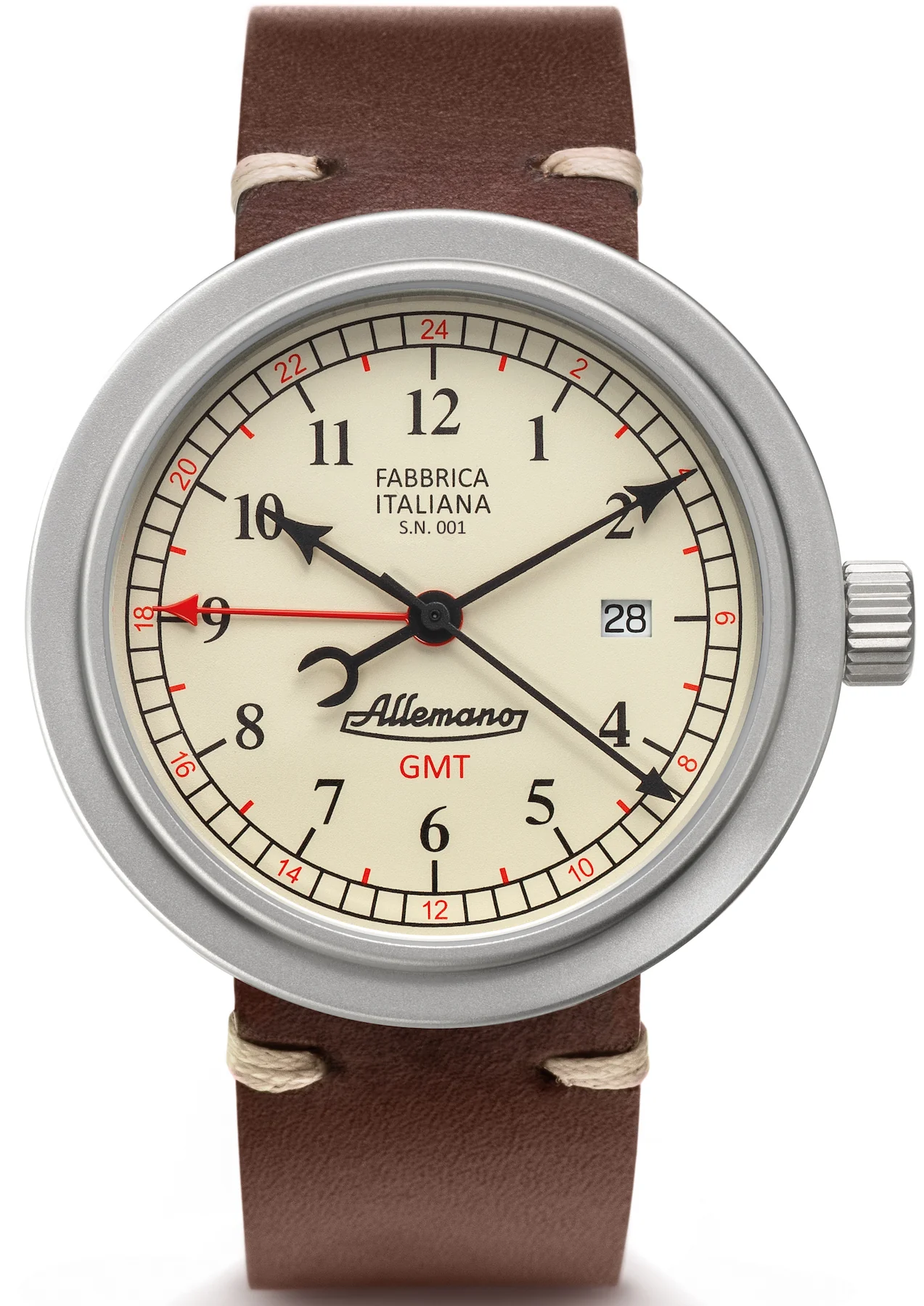 Allemano Watch GMT Antique White Sandblasted Case