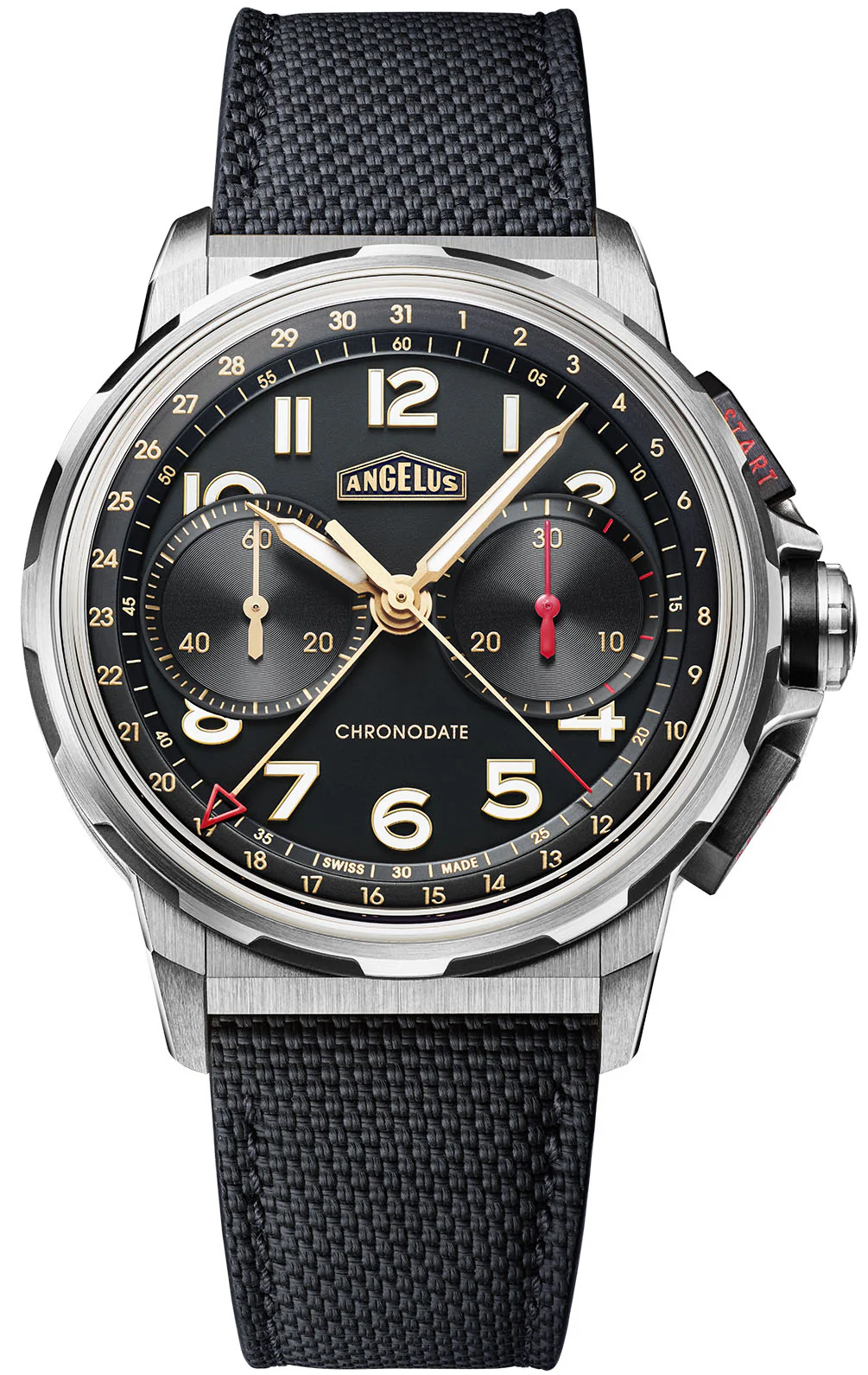 Angelus Chronodate Titanium Black Rubber Watch