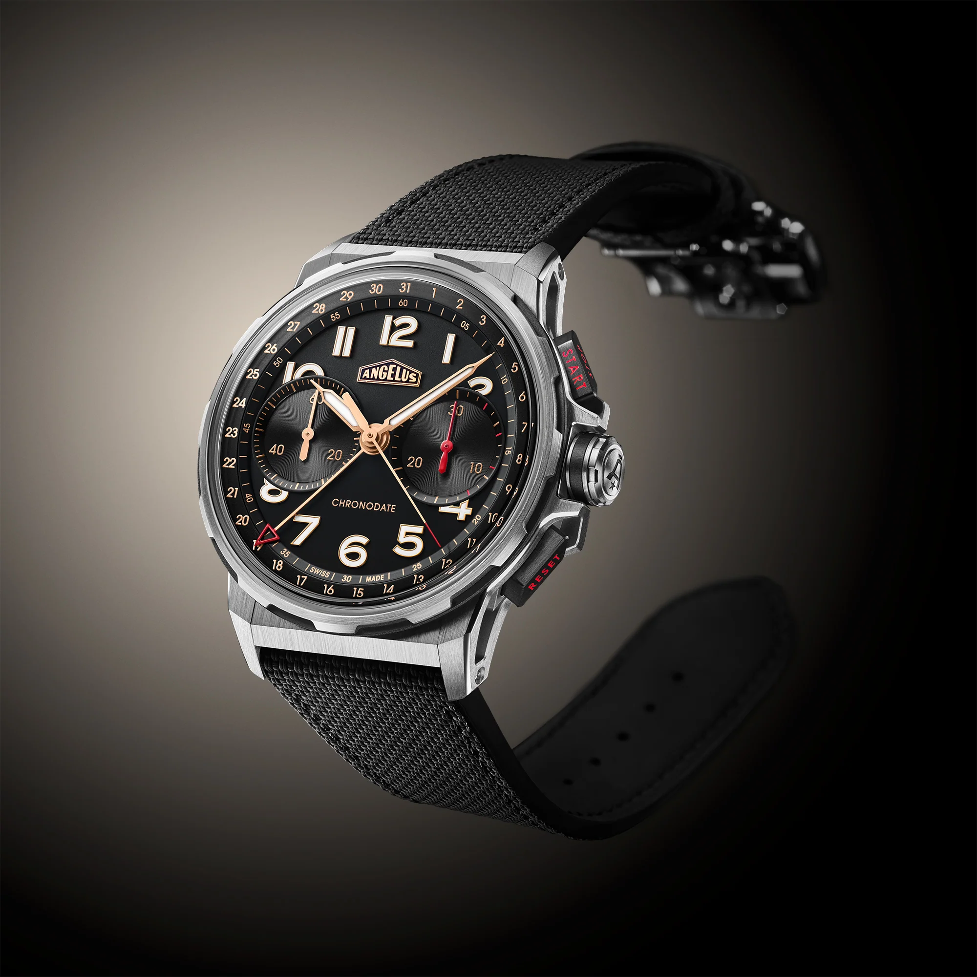 Angelus Chronodate Titanium Black Rubber Watch - Image 2