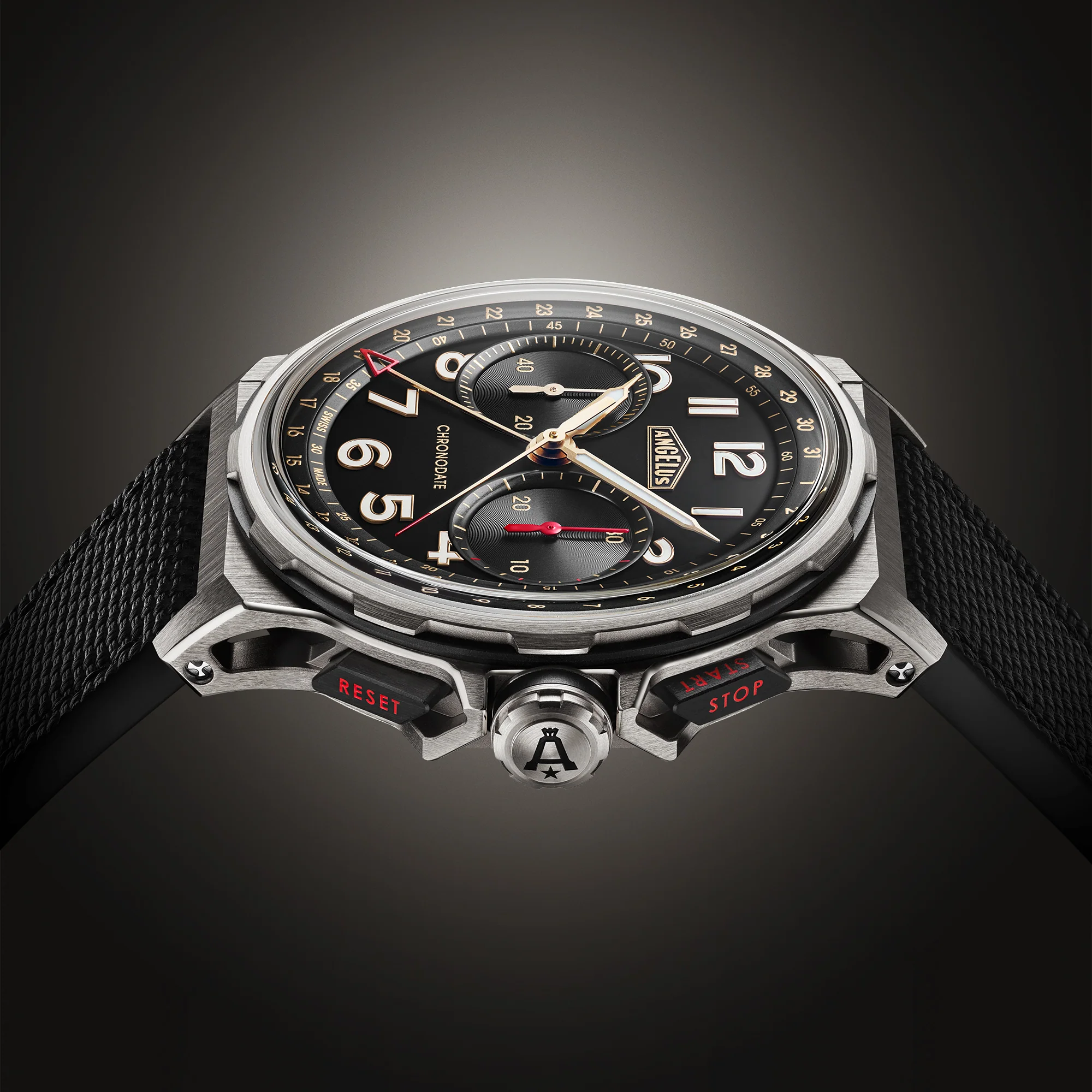 Angelus Chronodate Titanium Black Rubber Watch - Image 3