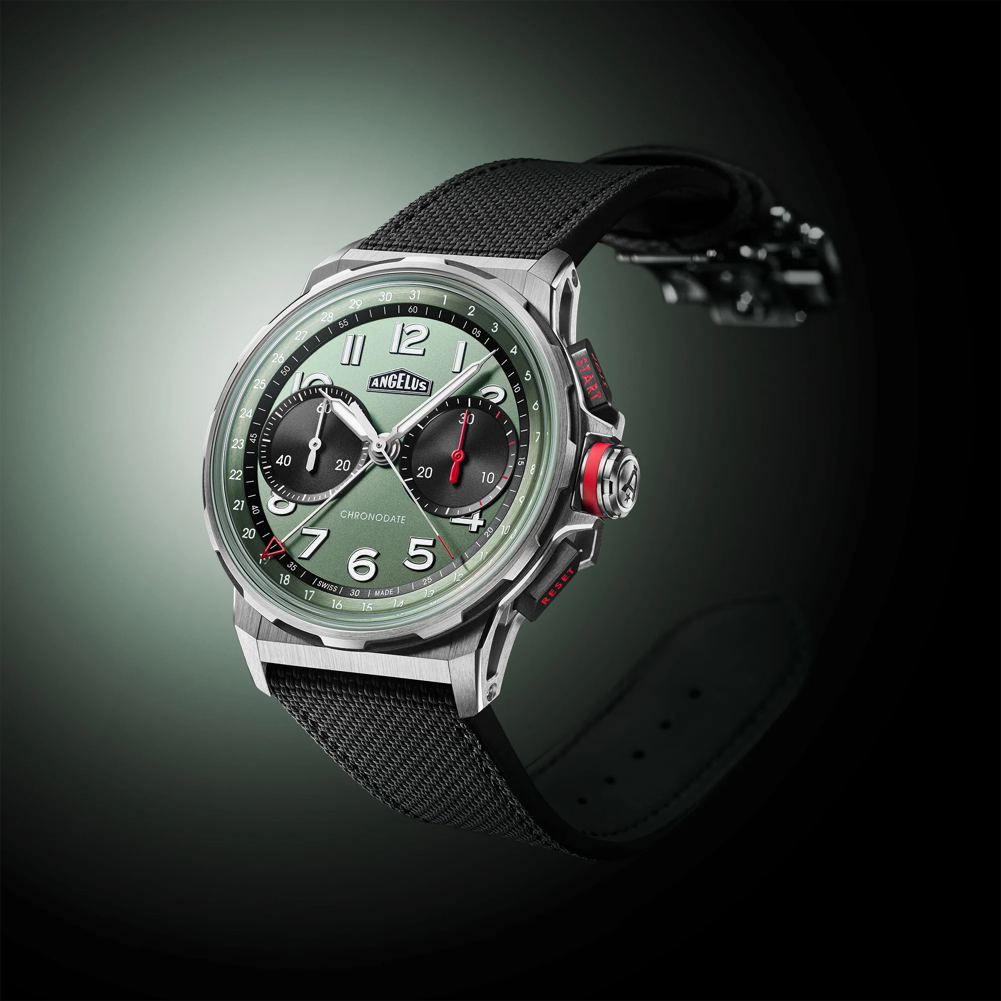 Angelus Chronodate Titanium Green Rubber Watch - Image 2