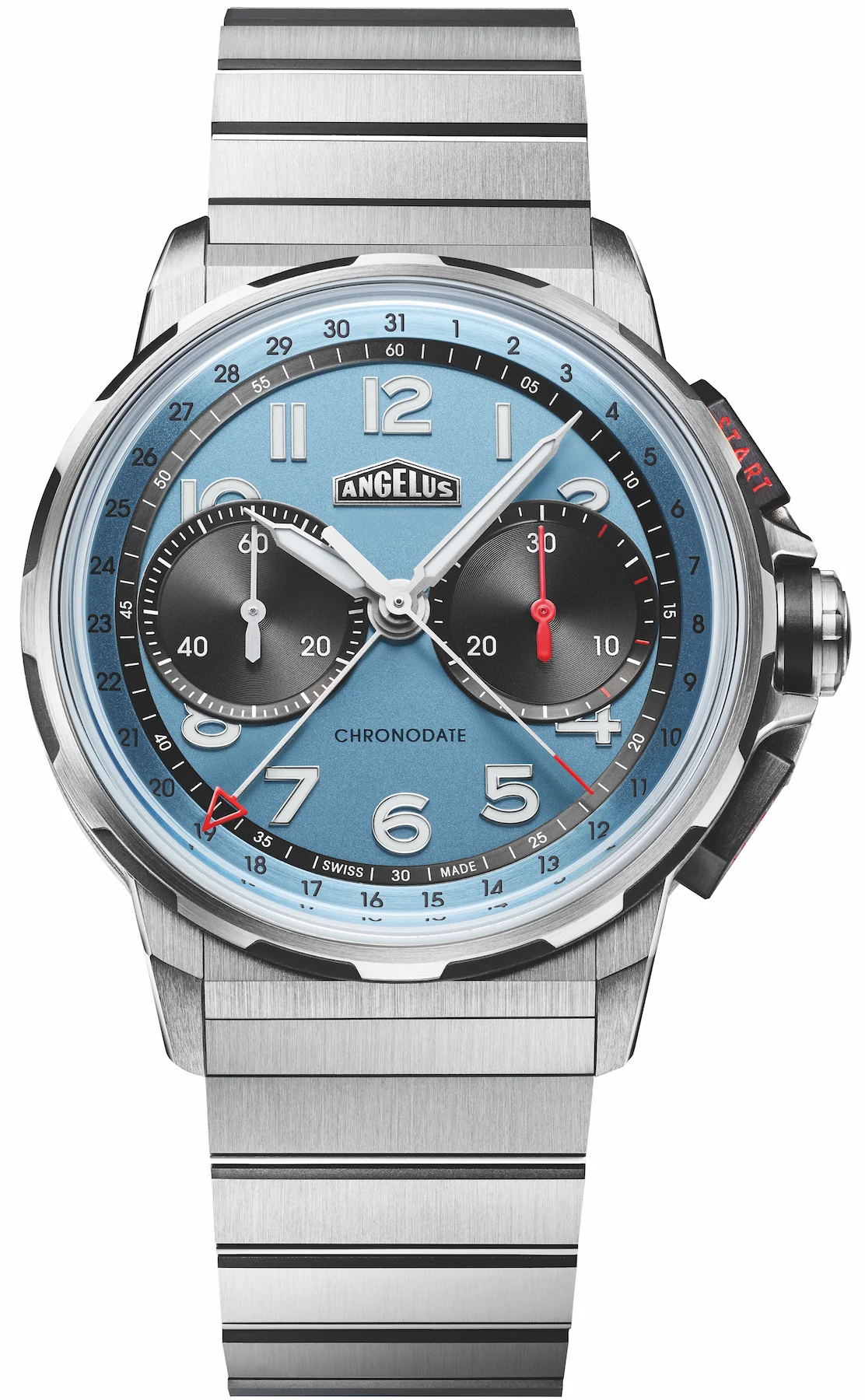 Angelus Chronodate Titanium Storm Blue Bracelet Watch