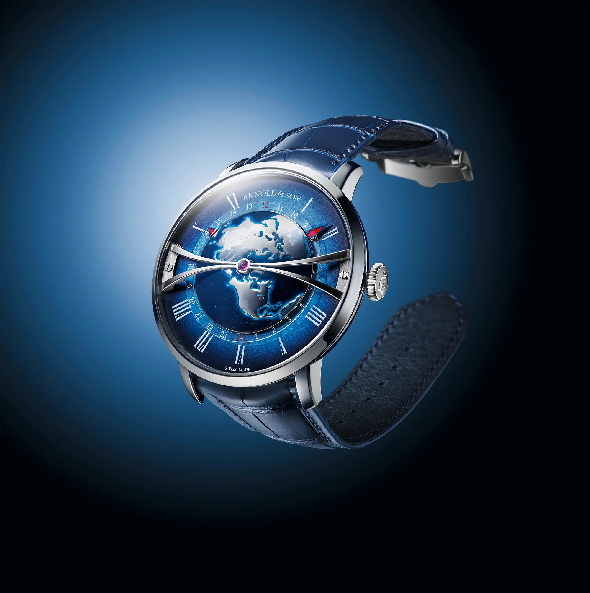 Arnold & Son Watch Globetrotter Steel Blue Limited Edition - Image 2