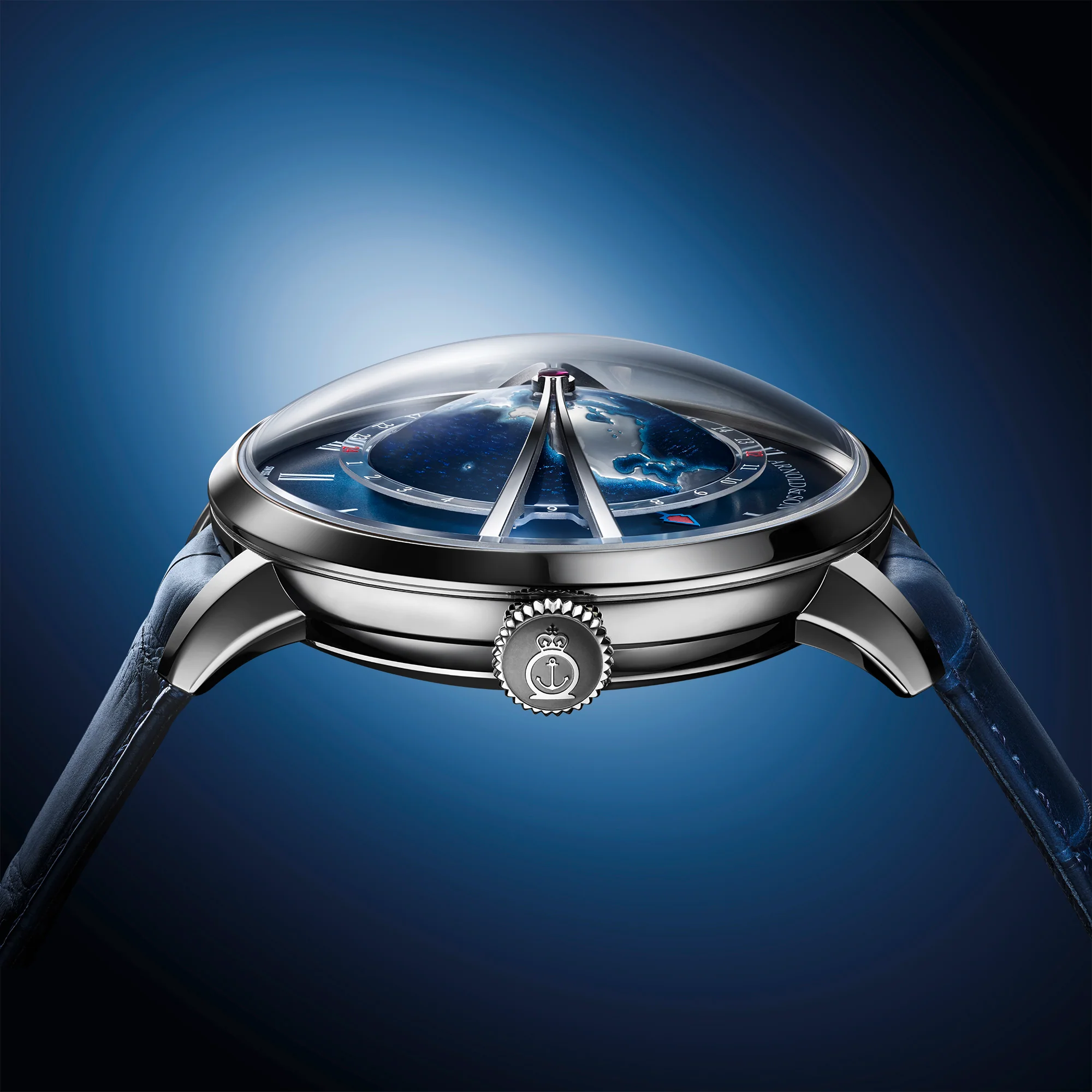 Arnold & Son Watch Globetrotter Steel Blue Limited Edition - Image 4