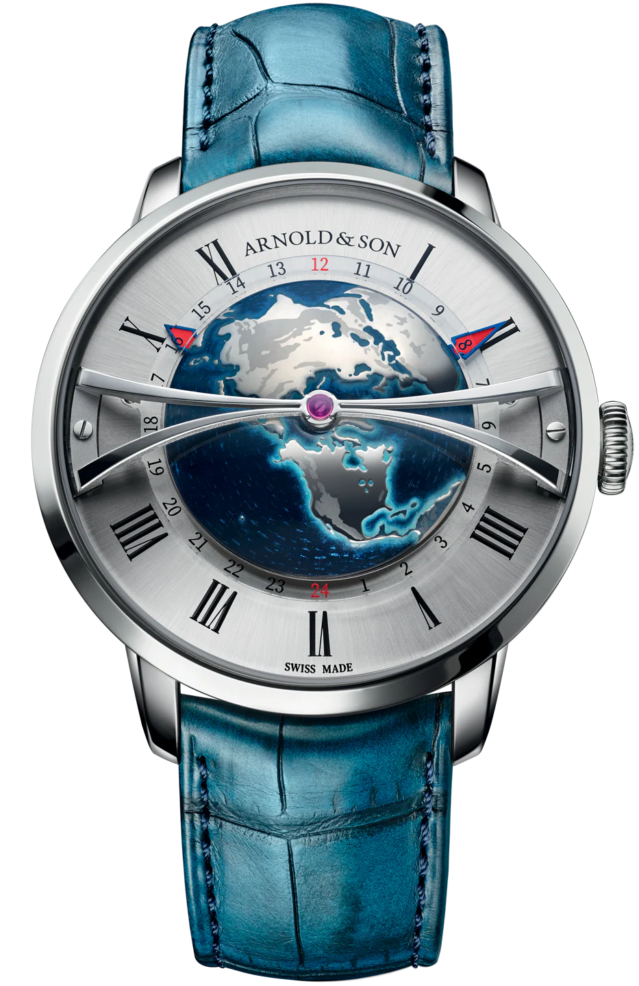 Arnold & Son Globetrotter Steel Opaline Limited Edition Watch