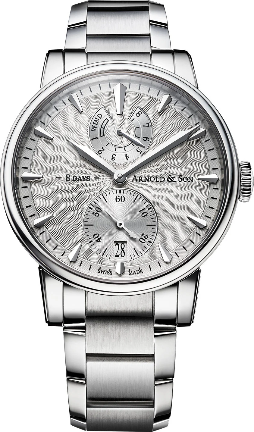 Arnold & Son Watch Eight Day Royal Navy Silver Bracelet