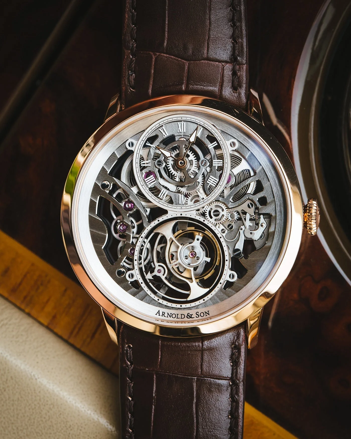Arnold & Son Ultrathin Tourbillon Gold Skeleton Watch - Image 3