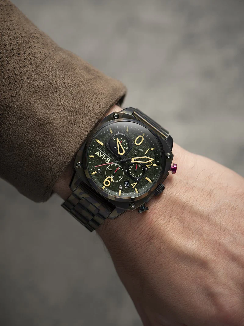 AVI-8 Watch Hawker Hunter Retrograde Chronograph Ground Camo - Image 4
