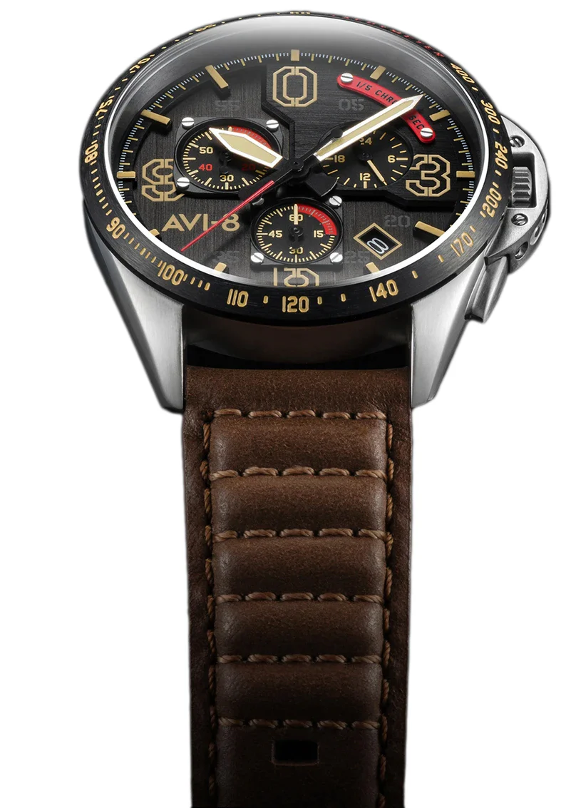 AVI-8 Watch P-51 Mustang Blakeslee Chronograph Bronze Oak - Image 2