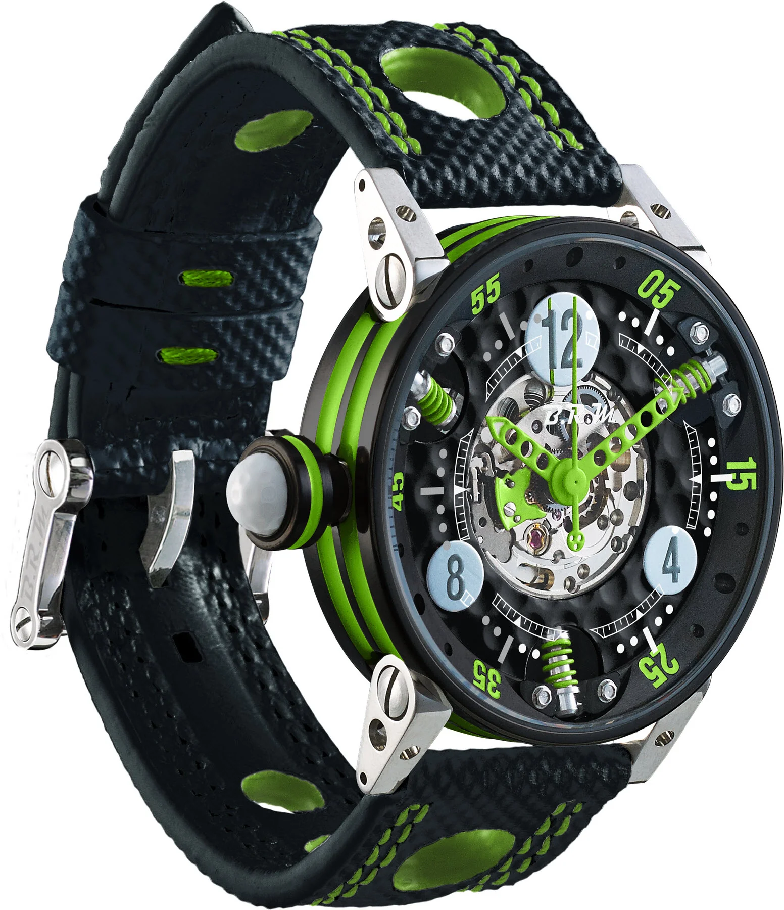 B.R.M. Watches Golf Master Ladies Lime Green Hands Watch