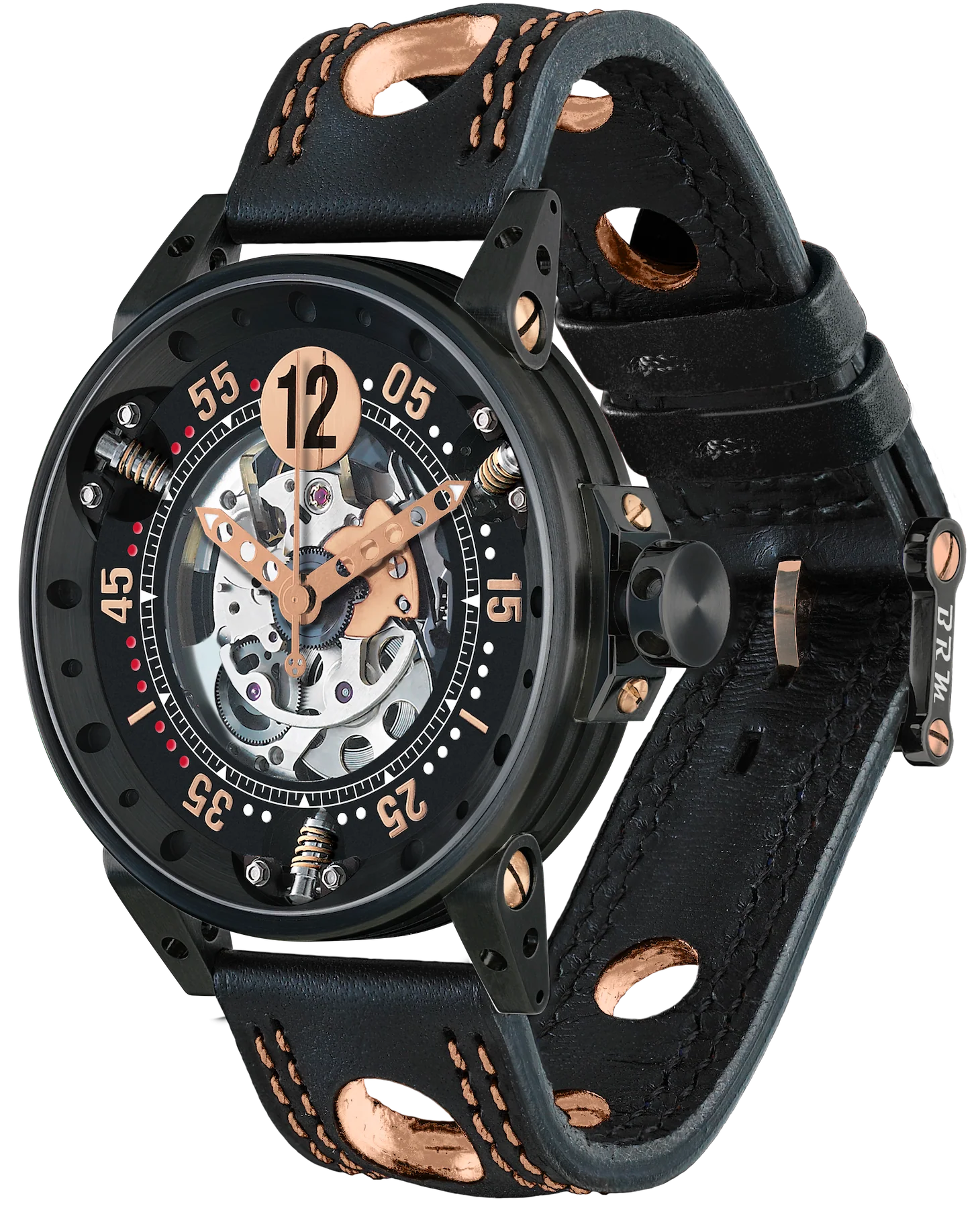B.R.M. Watch V6-44-SA-N-SQ-A5N Black Skeleton Dial