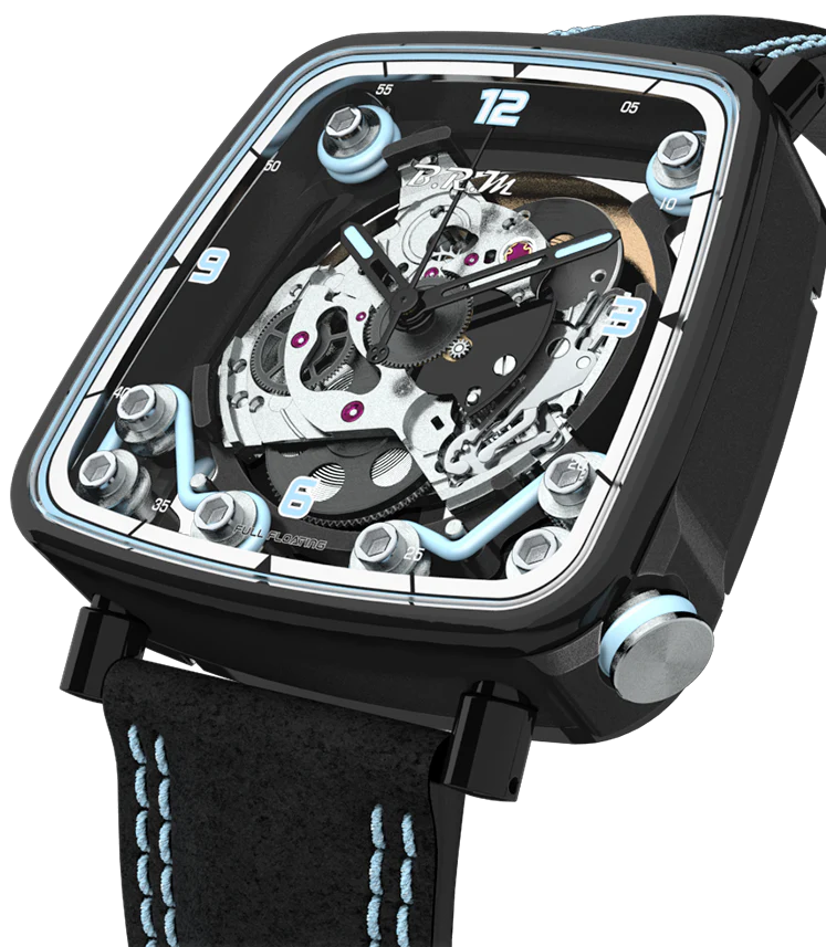 B.R.M. Watches FF39-40 Black Titanium Light Blue Watch