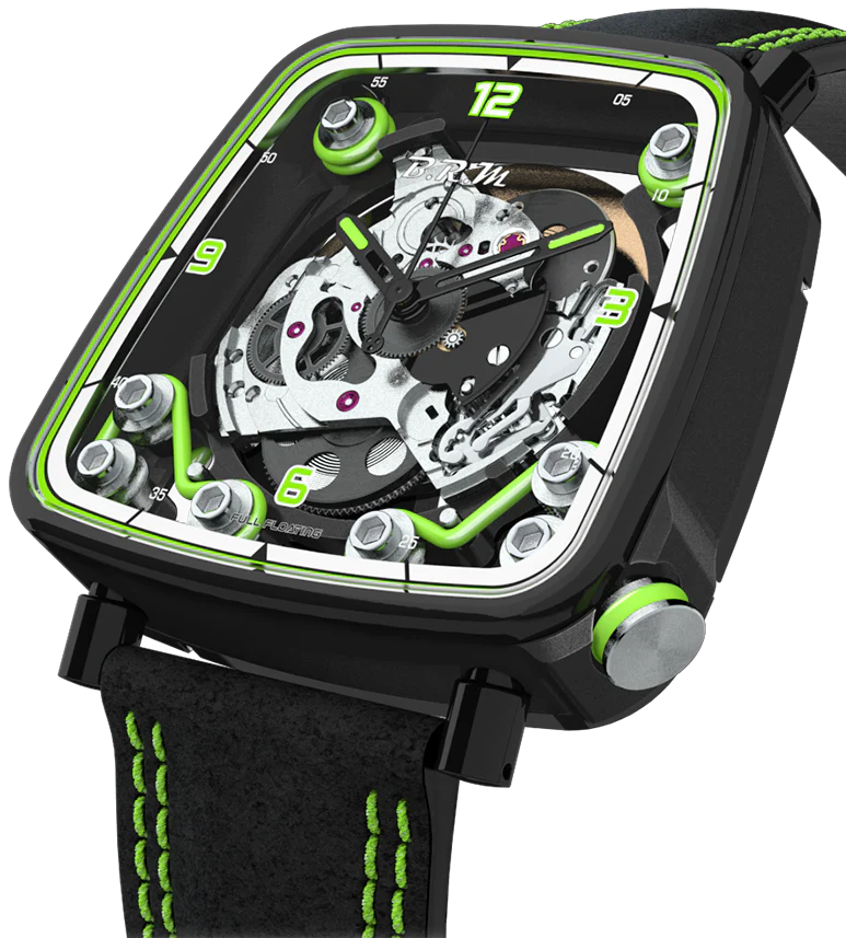B.R.M. Watches FF39-40 Black Titanium Lime Green Watch