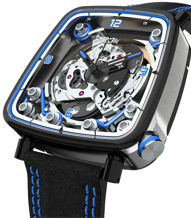B.R.M. Watches FF39-40 Grey Titanium Black PVD Blue Watch