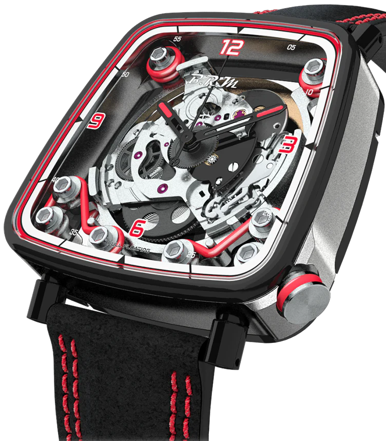 B.R.M. Watches FF39-40 Grey Titanium Black PVD Red Watch