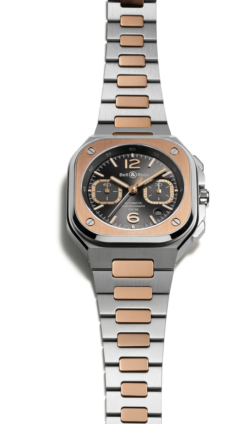 Bell & Ross BR 05 Chrono Grey Steel Gold Bracelet Watch - Image 2