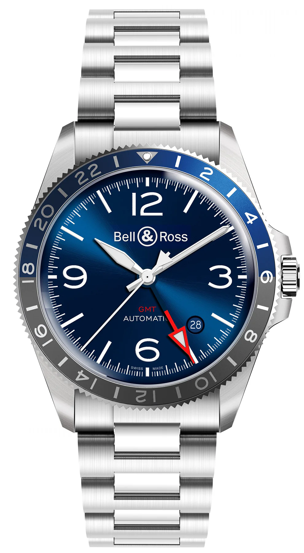Bell & Ross Watch Vintage BR V2-93 GMT Blue Bracelet