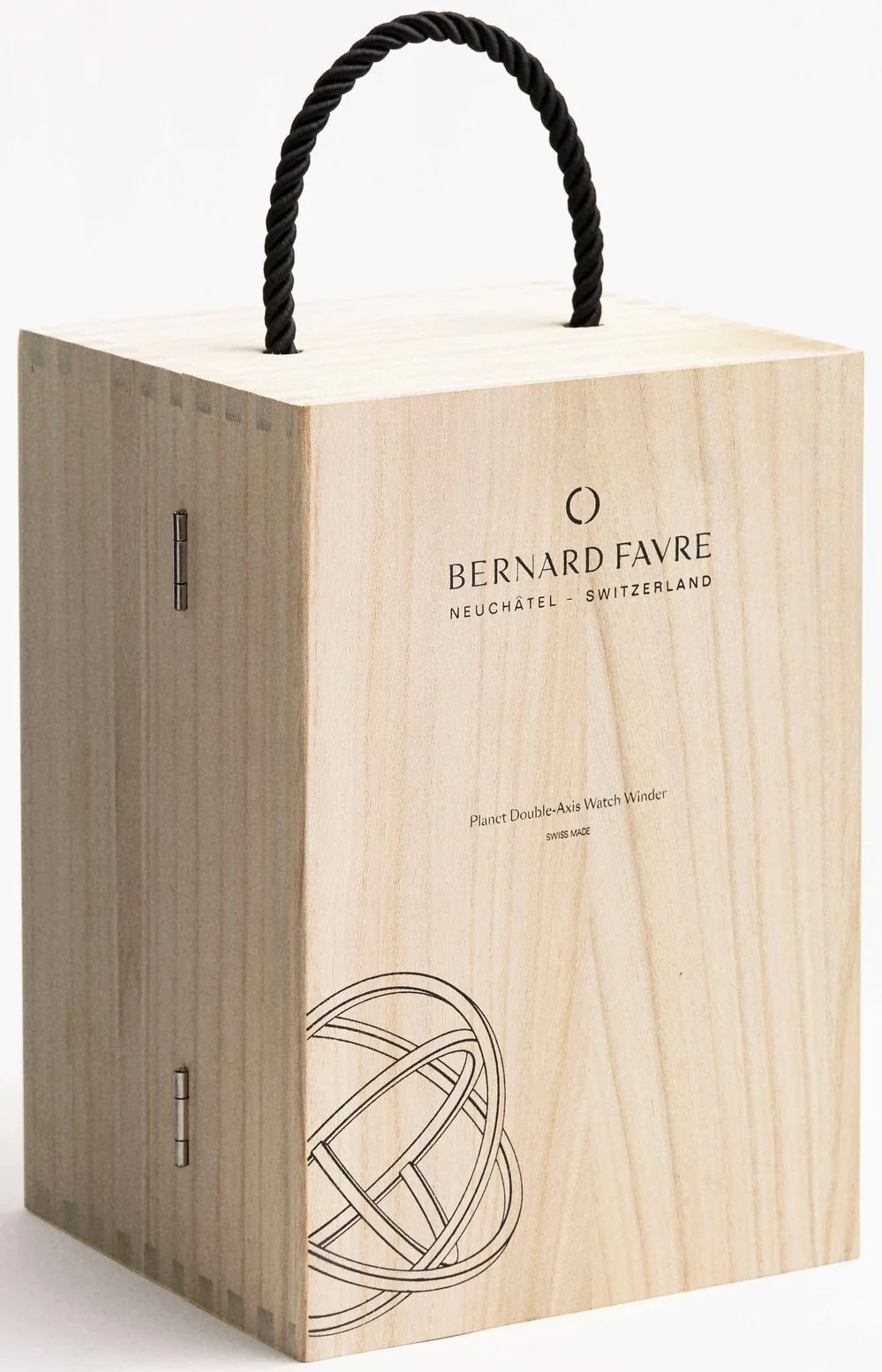 Bernard Favre Watch Winder Planet Double Axis Brown Leather Base White Stitch - Image 2