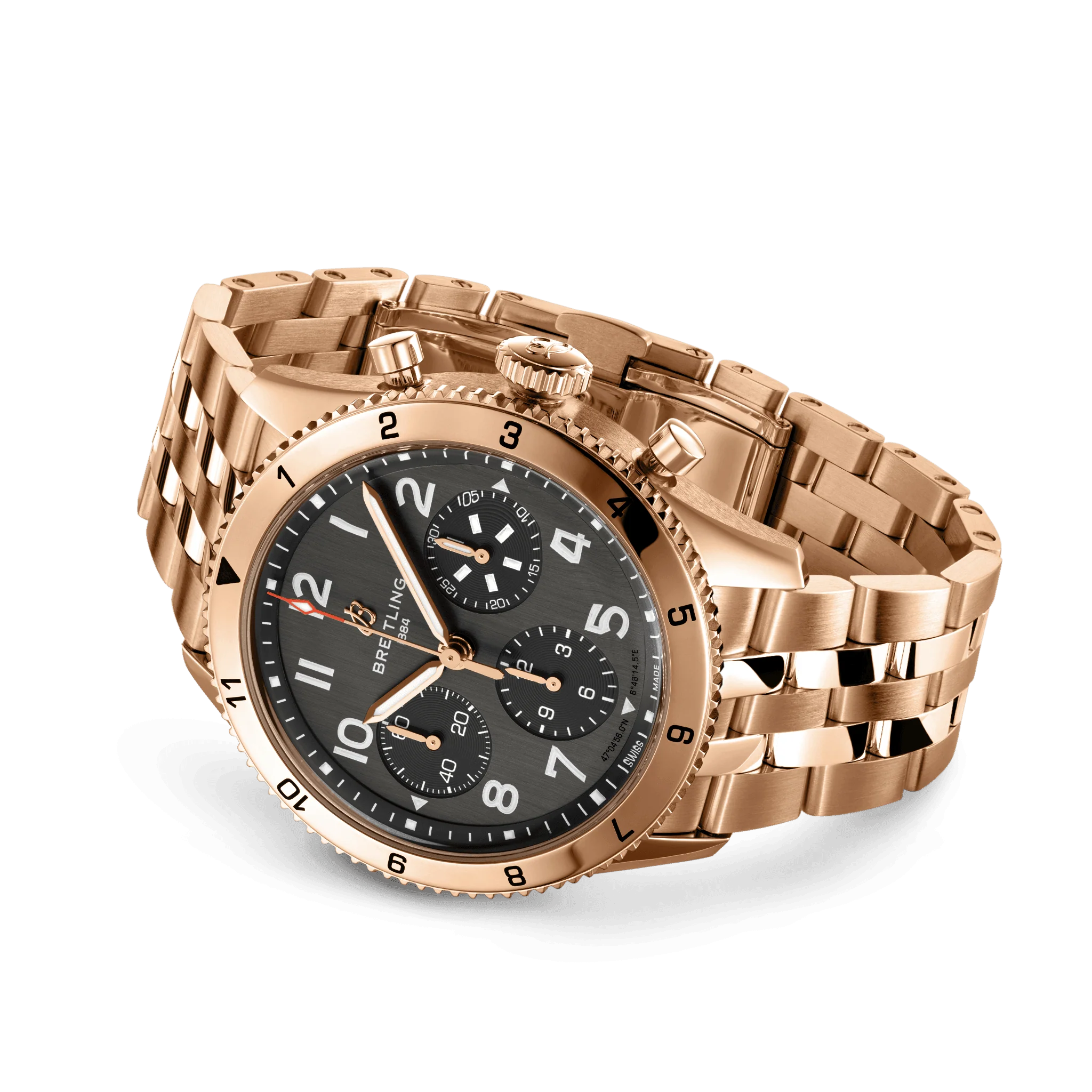 Breitling Classic AVI 42 P-51 Mustang Red Gold Bracelet Watch - Image 3