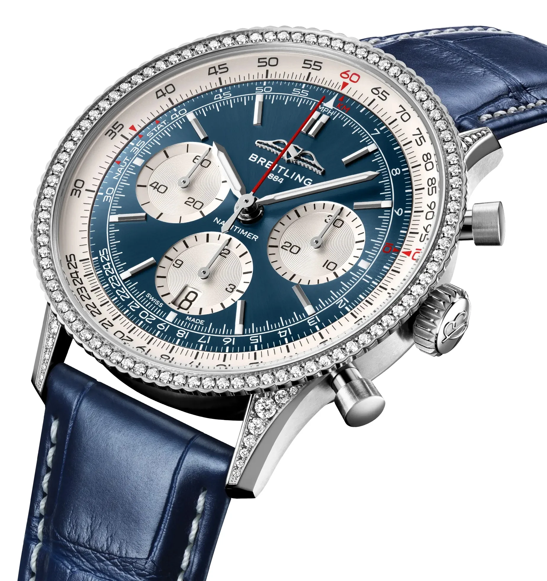 Breitling Navitimer Chronograph 41mm Mens Watch White Eyed Blue Watch - Image 2