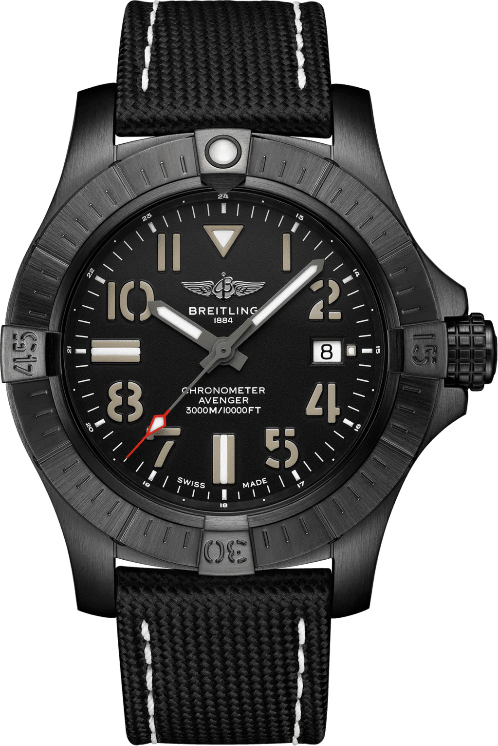 Breitling Watch Avenger Automatic 45 Seawolf Night Mission Leather Folding Clasp D