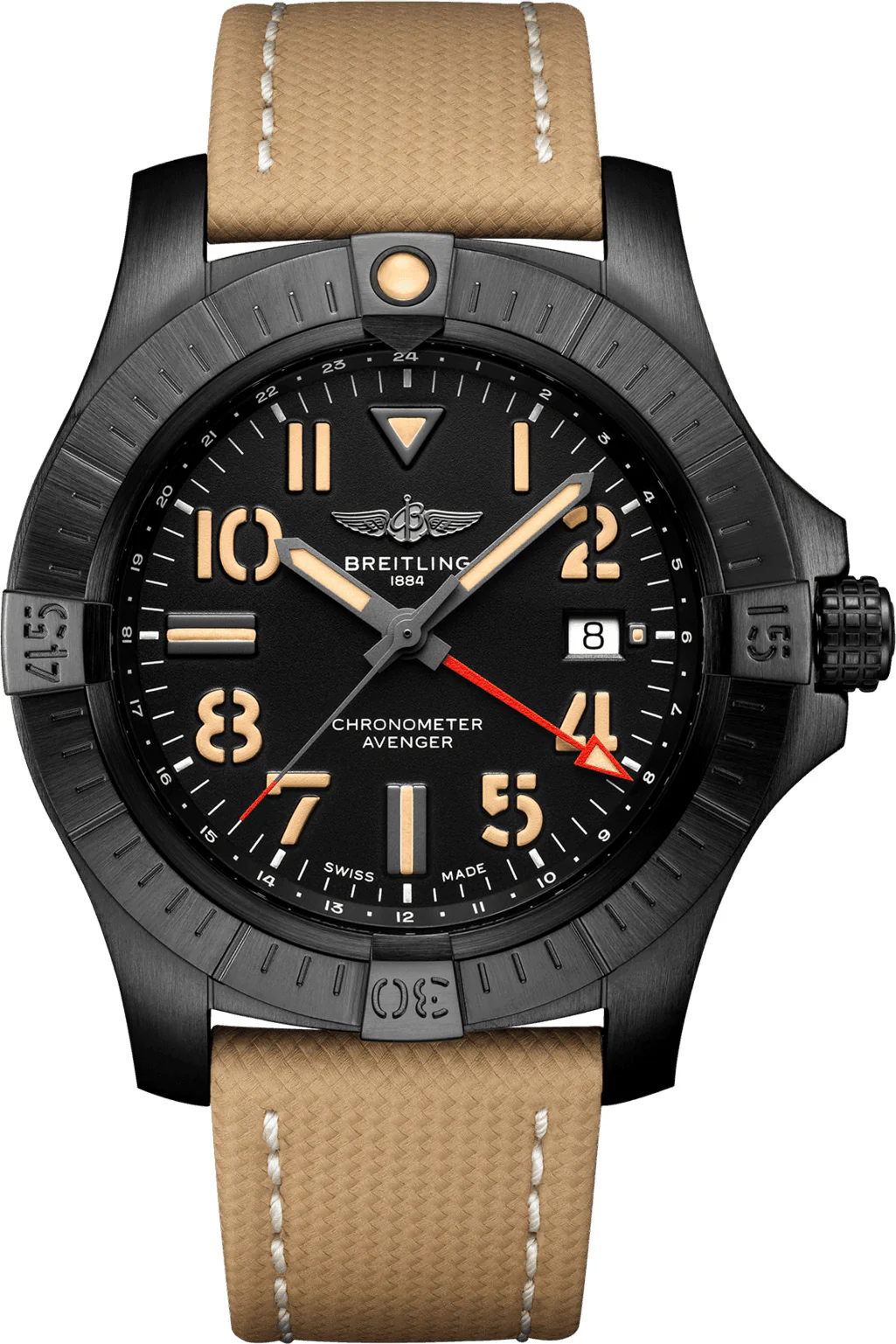 Breitling Watch Avenger Automatic GMT 45 Night Mission Leather Folding Clasp D
