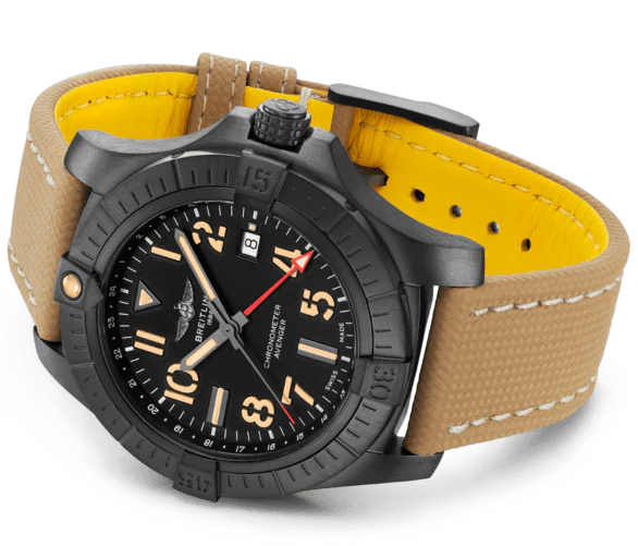 Breitling Watch Avenger Automatic GMT 45 Night Mission Leather Folding Clasp D - Image 2