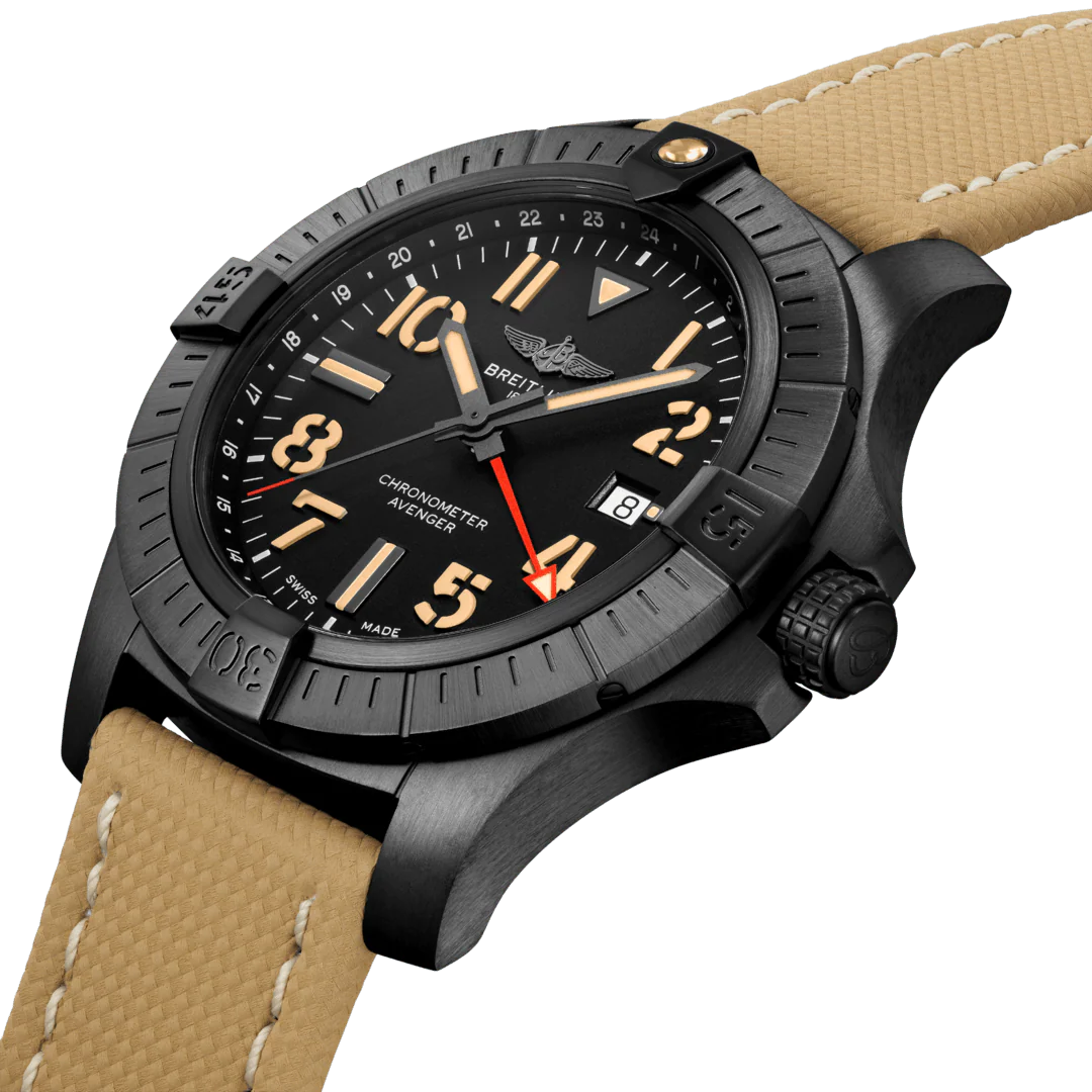 Breitling Watch Avenger Automatic GMT 45 Night Mission Leather Folding Clasp D - Image 3