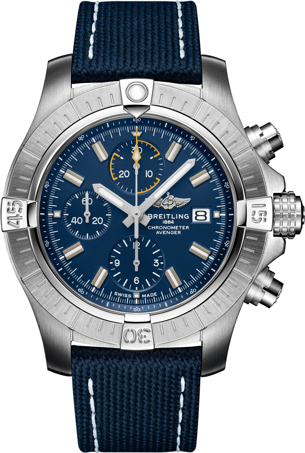 Breitling Watch Avenger Chronograph 45 Blue Leather Folding Clasp D