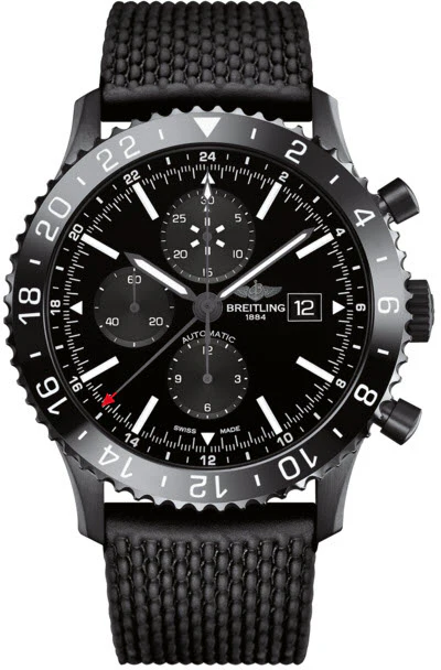 Breitling Watch Chronoliner Blacksteel Aero Classic Rubber Pushbutton