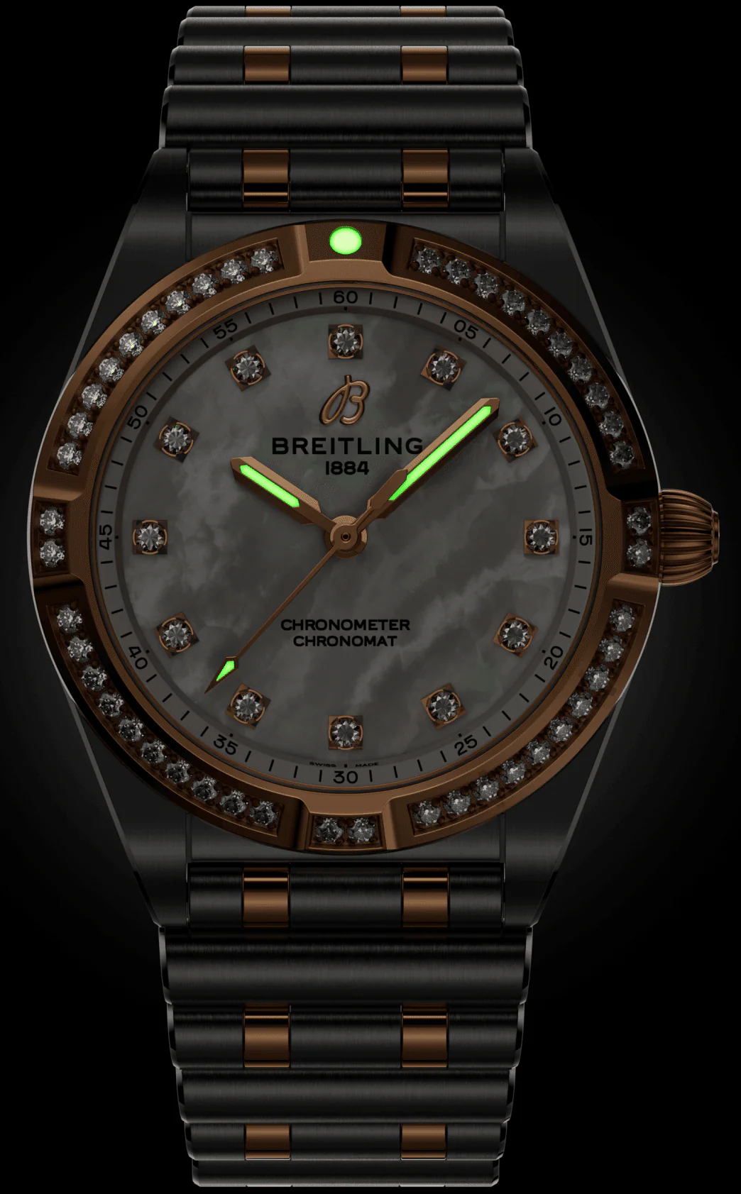 Breitling Chronomat 28 18k Red Gold Bracelet Watch - Image 2