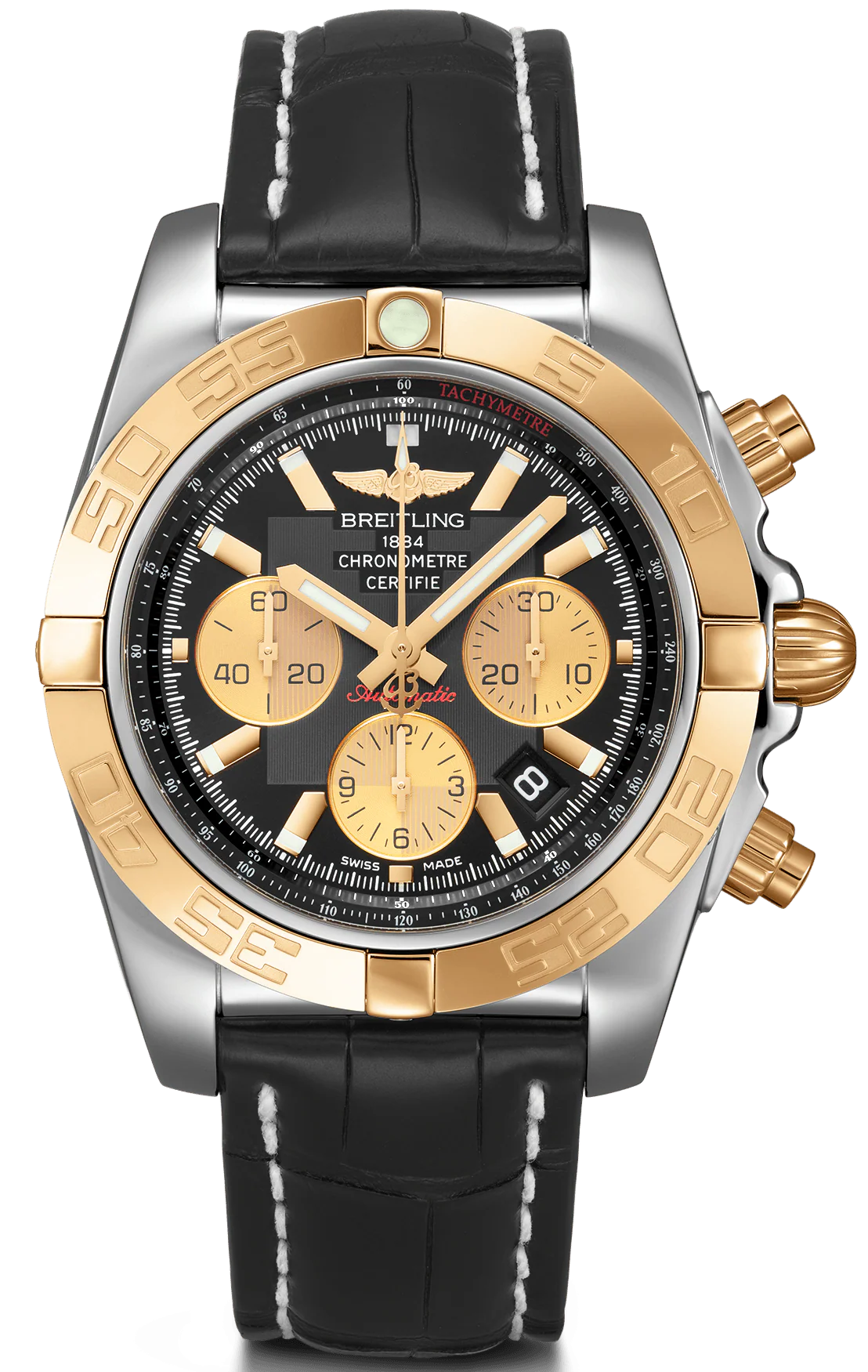 Breitling Watch Chronomat 44 Steel Gold Black Onyx