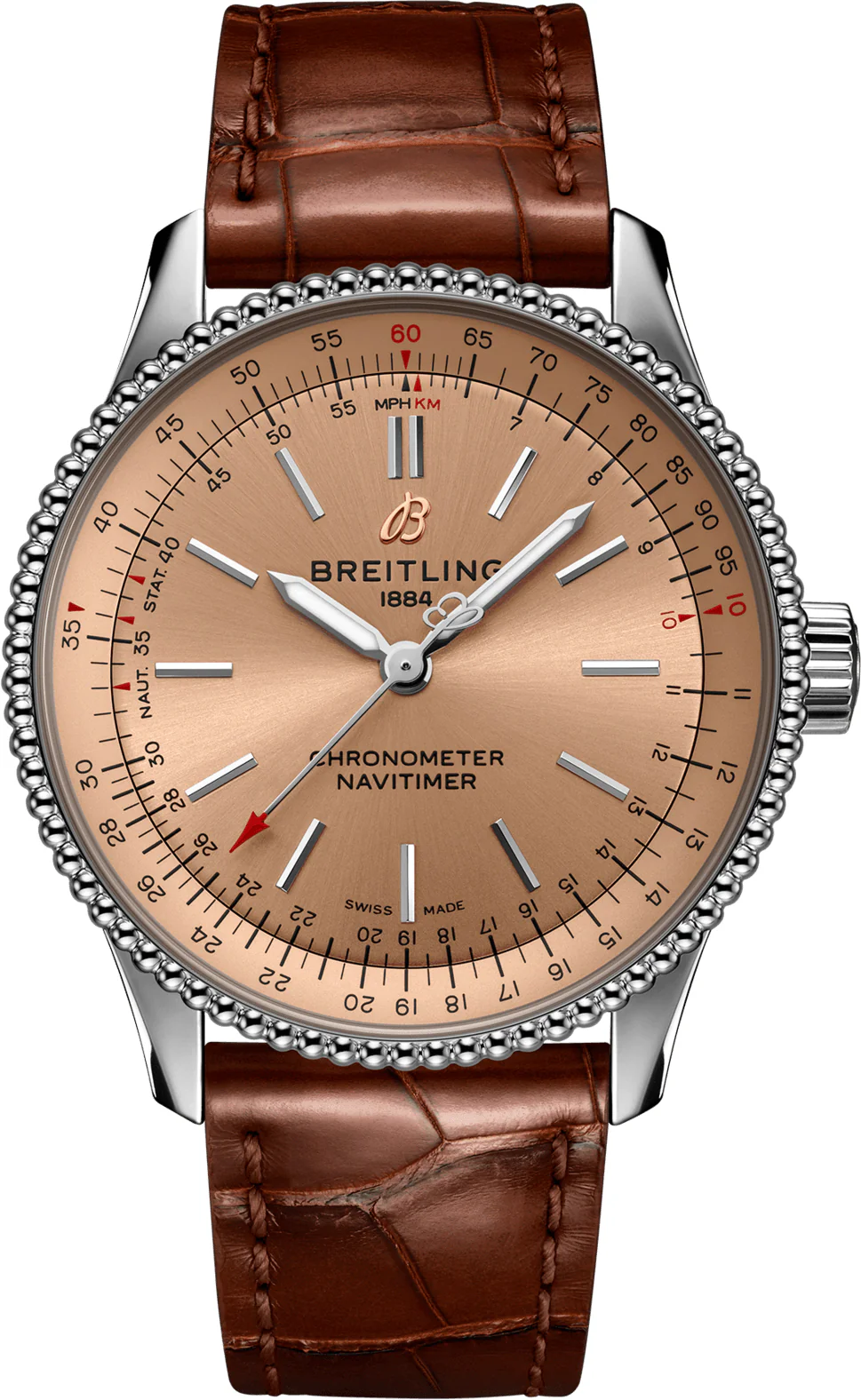 Breitling Watch Navitimer Automatic 35 Copper Brown Croco Tang Type