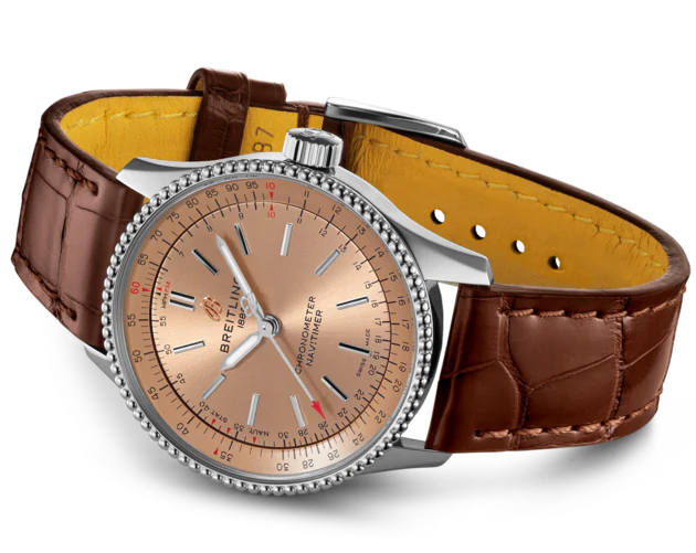 Breitling Watch Navitimer Automatic 35 Copper Brown Croco Tang Type - Image 3