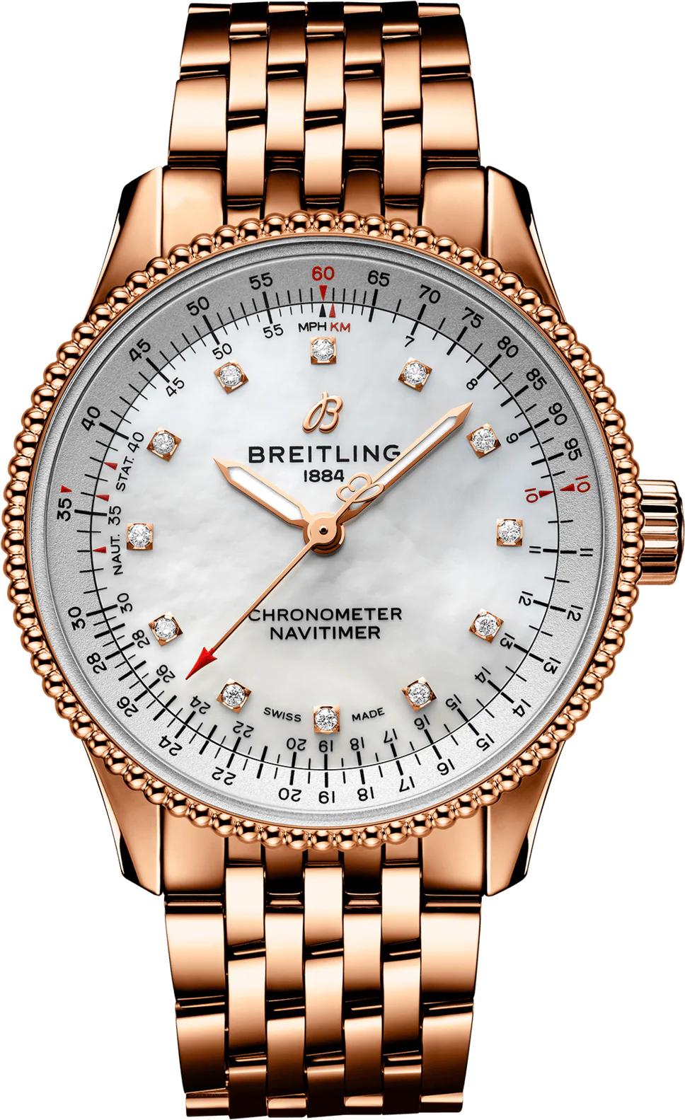 Breitling Watch Navitimer Automatic 35 Mother Of Pearl Diamonds