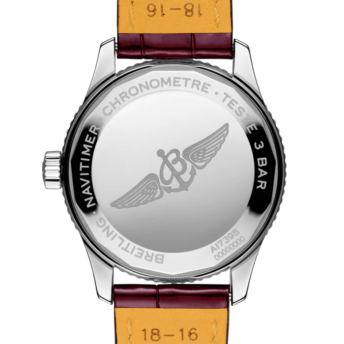 Breitling Watch Navitimer Automatic 35 Silver Burgundy Croco Tang Type - Image 2