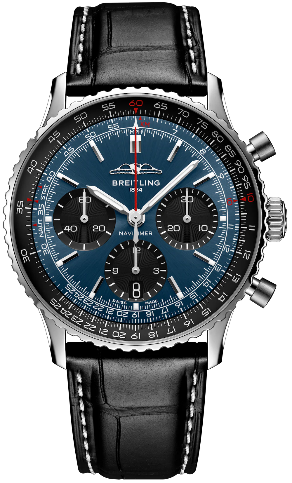 Breitling Navitimer B01 41 Black Croc Folding Clasp Watch