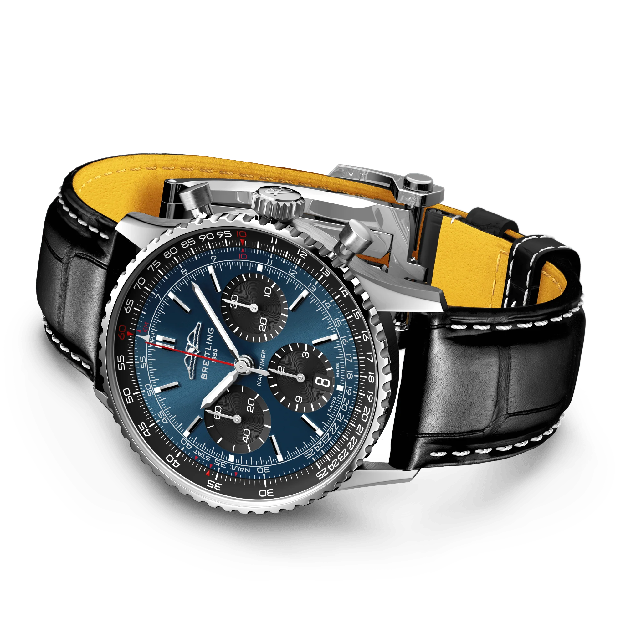 Breitling Navitimer B01 41 Black Croc Folding Clasp Watch - Image 3