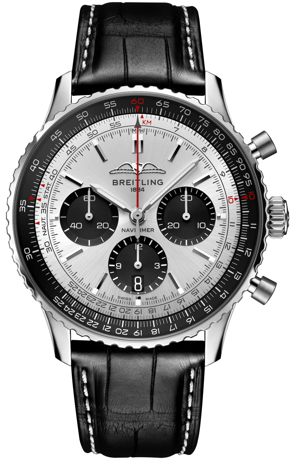 Breitling Navitimer B01 43 Black Croc Folding Clasp Watch