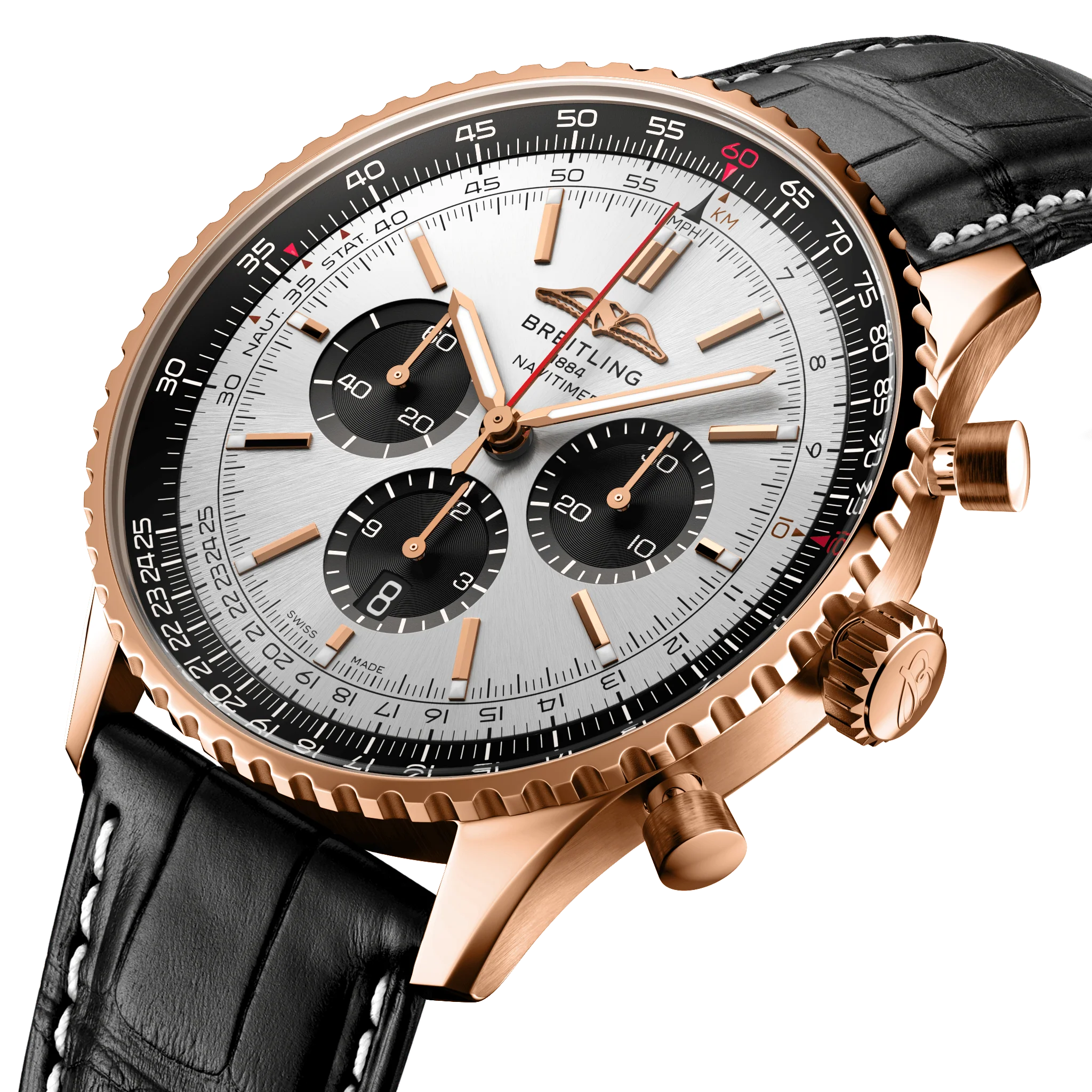 Breitling Navitimer B01 46 18k Black Croc Folding Clasp Watch - Image 2