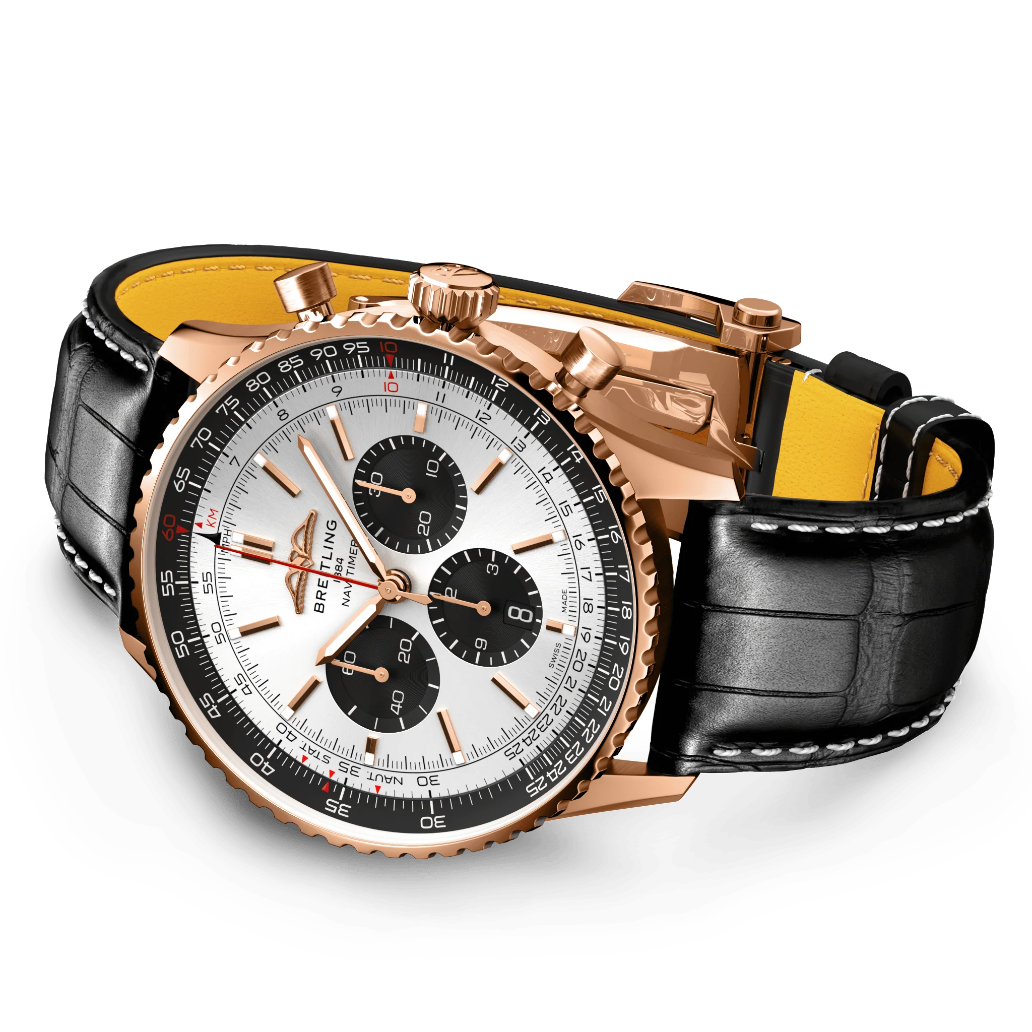 Breitling Navitimer B01 46 18k Black Croc Folding Clasp Watch - Image 3
