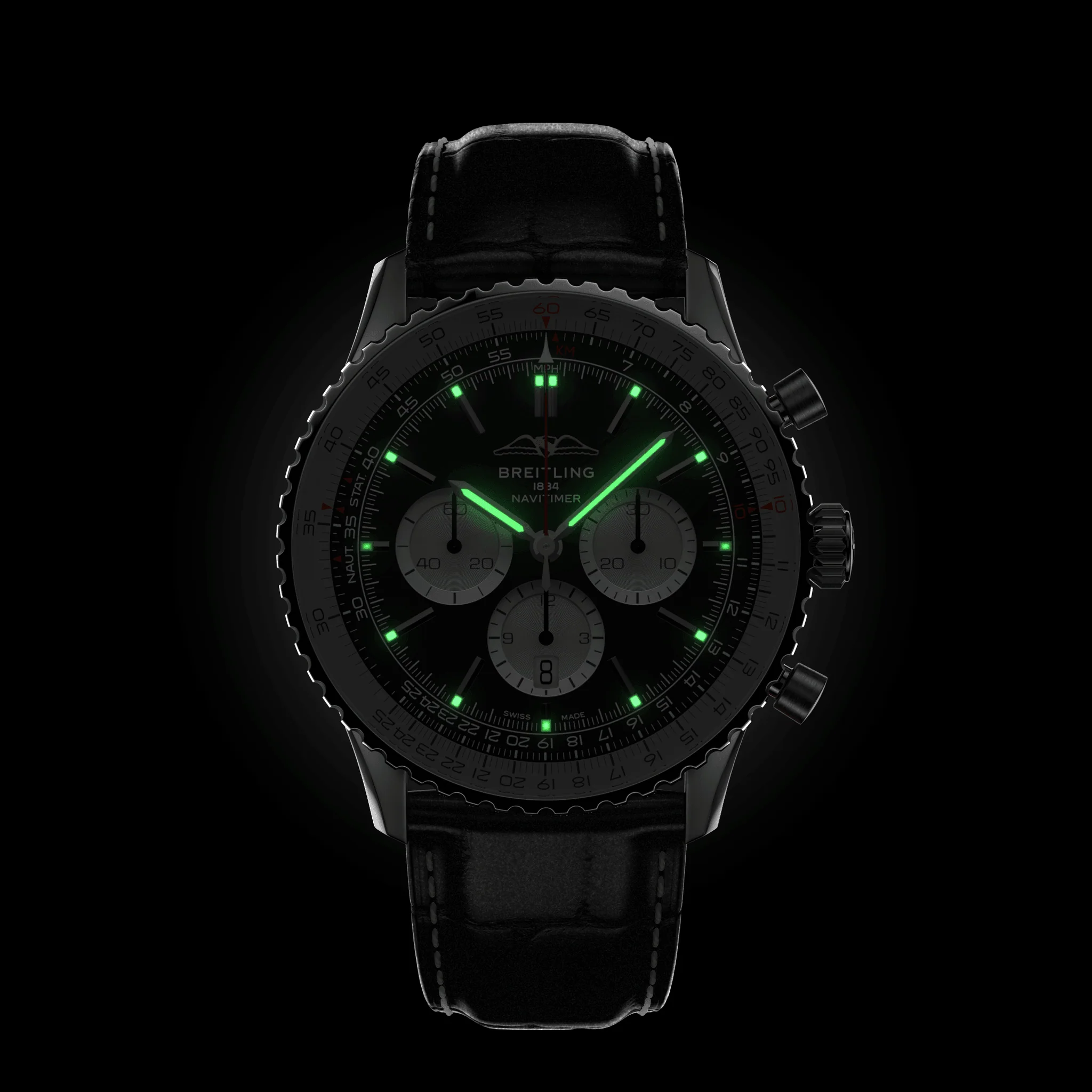 Breitling Navitimer B01 46 Black Croc Folding Clasp Watch - Image 6