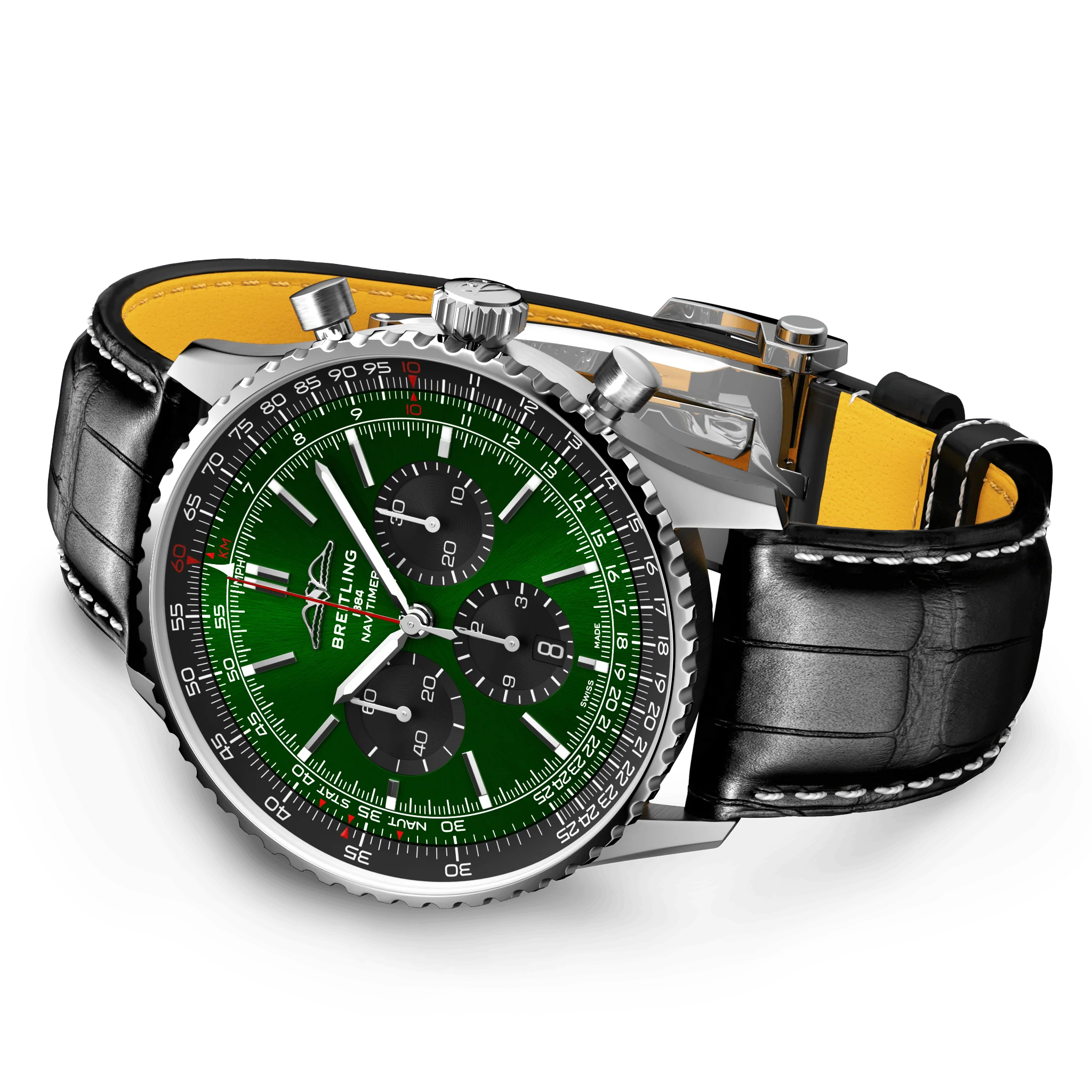 Breitling Navitimer B01 46 Black Croc Folding Clasp Watch - Image 3