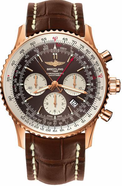 Breitling Watch Navitimer 1 Rattrapante Limited Edition Red Gold Croco Tang Type