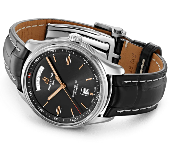 Breitling Watch Premier Automatic Day and Date 40 Black Croco Tang - Image 3