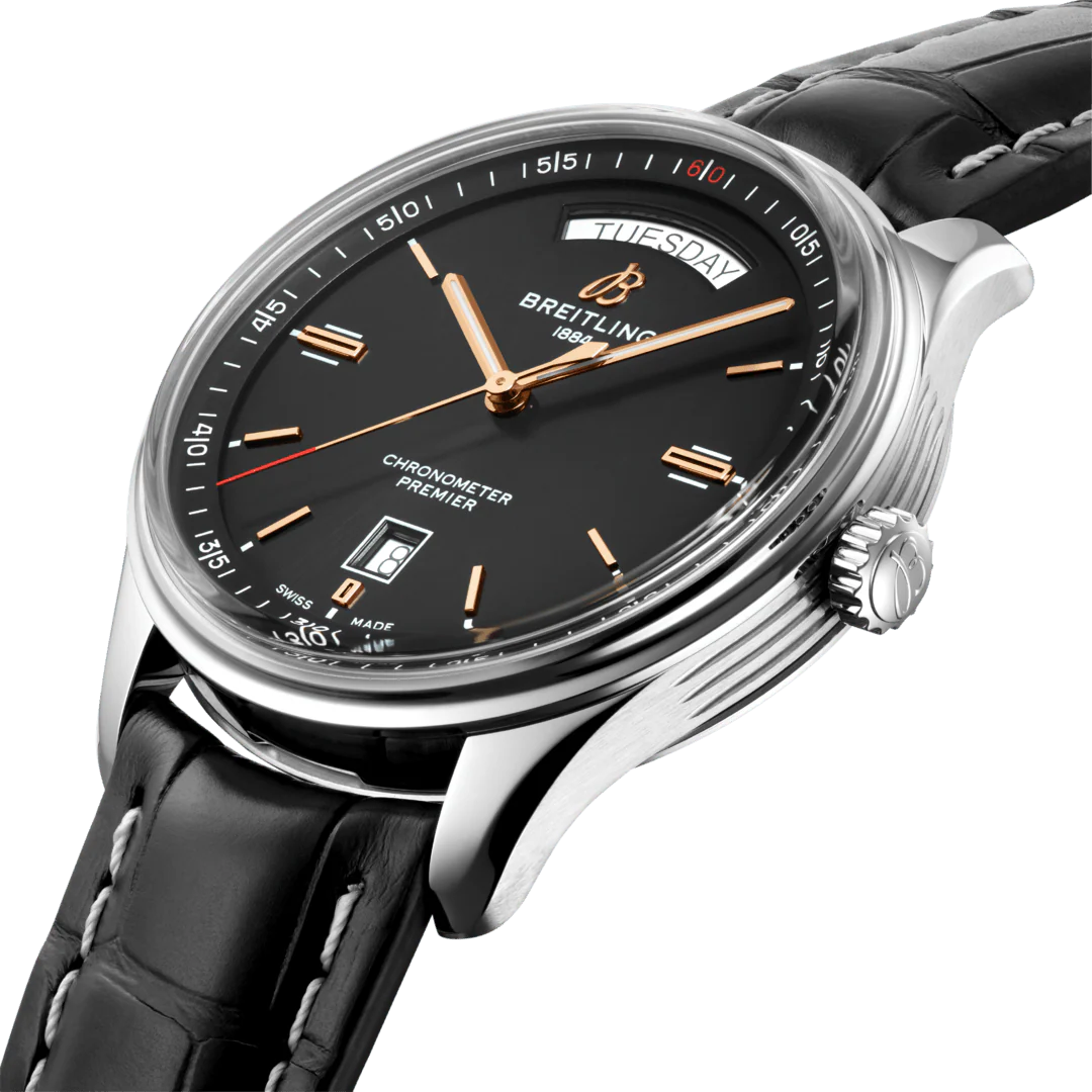 Breitling Watch Premier Automatic Day and Date 40 Black Croco Tang - Image 4