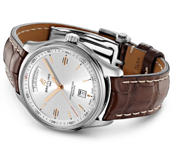 Breitling Watch Premier Automatic Day and Date 40 Brown Croco Folding - Image 3
