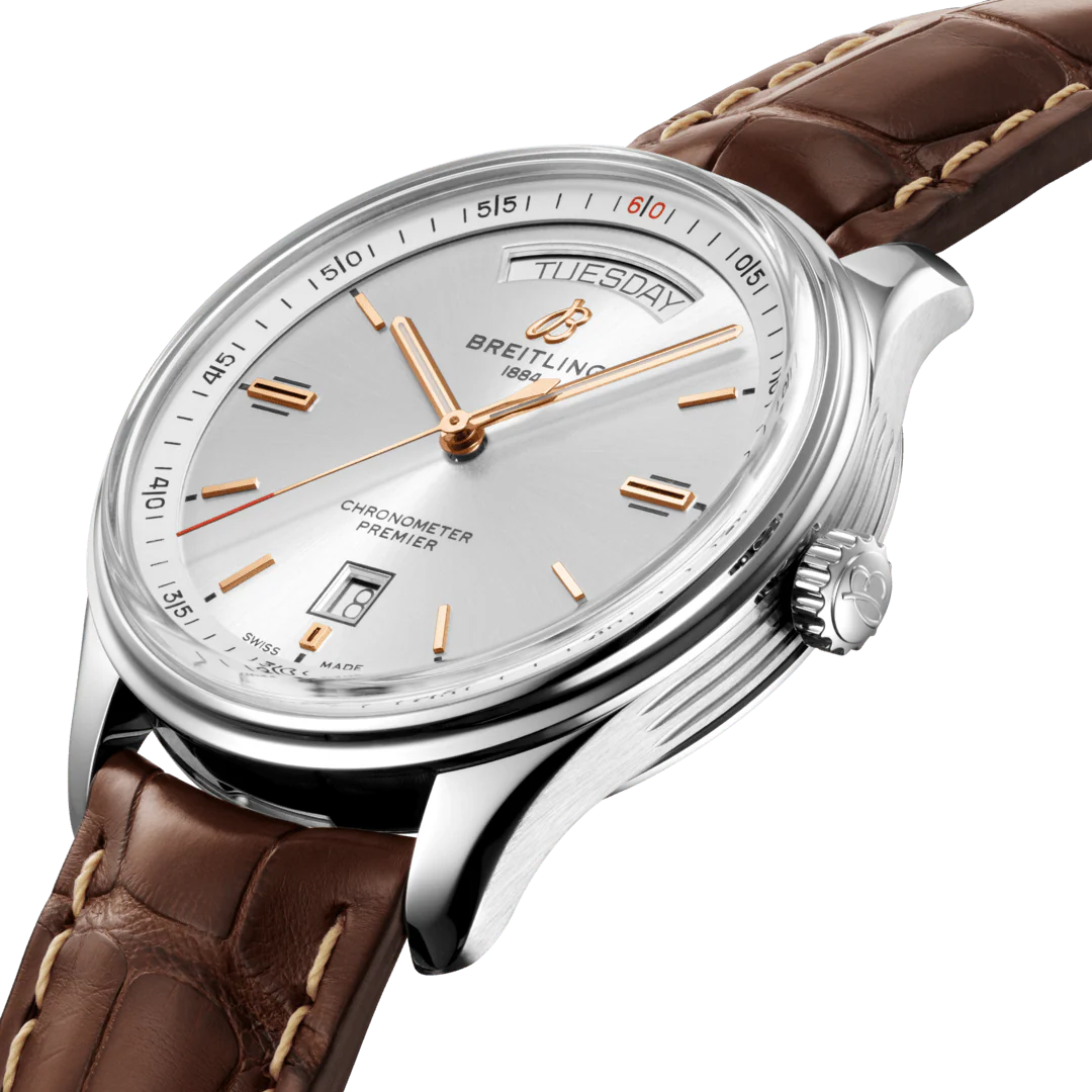 Breitling Watch Premier Automatic Day and Date 40 Brown Croco Tang - Image 4