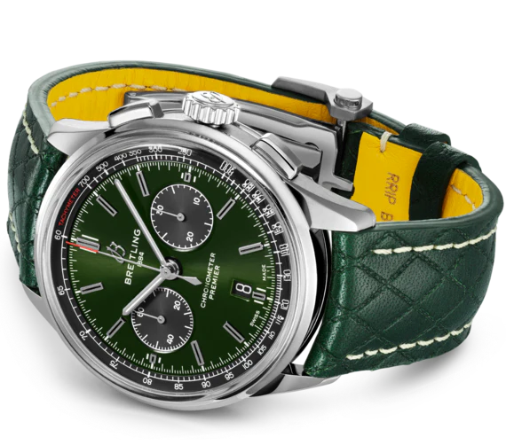 Breitling Watch Premier B01 Chronograph 42 Bentley British Racing Green Leather Folding - Image 3